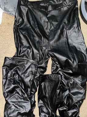 Shiny Black Faux Leather Leggings